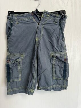 Mini Boden Slate Blue Cargo Shorts with Neon Stitching